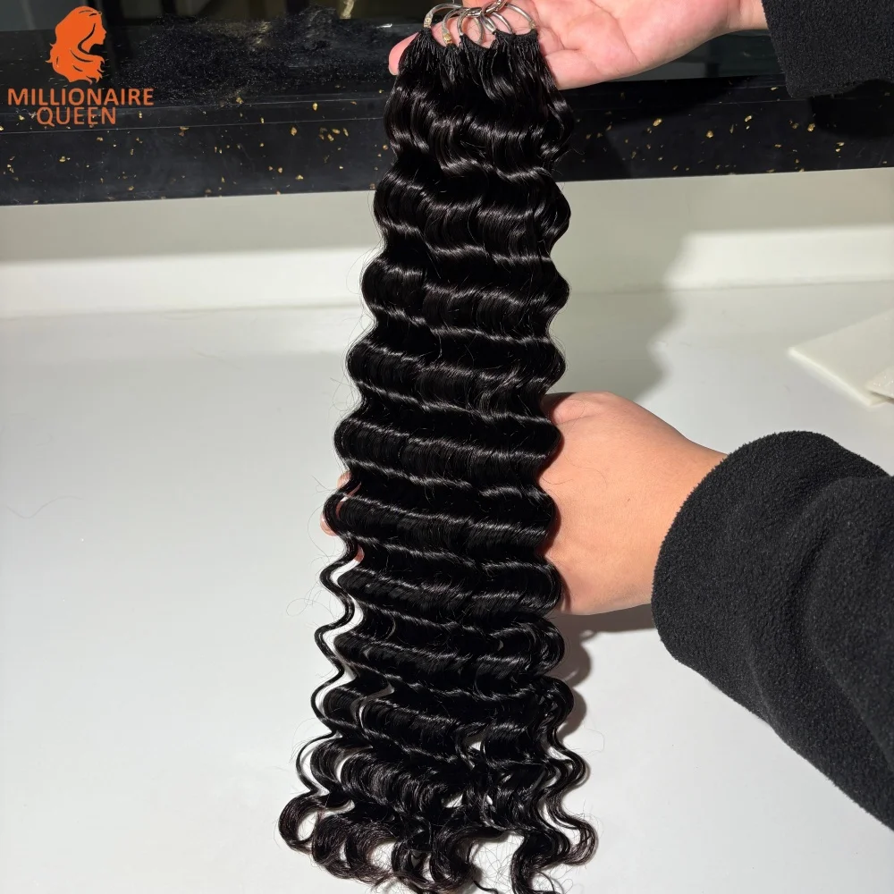 المليونير الملكة 15A موجة عميقة الكروشيه ريشة شعر مستعار بشري 100% شعر الإنسان Knotless الكروشيه الشعر التمديد للنساء #4