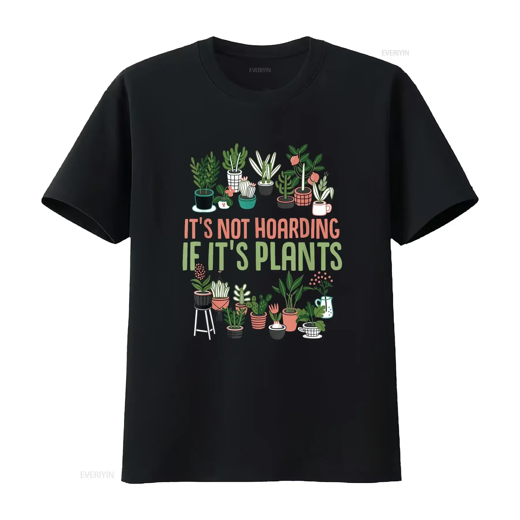 Camiseta botánica de jardinería no alojamiento si plantas, Top informal con gráfico lavado vintage negro para uso diario, transpirable