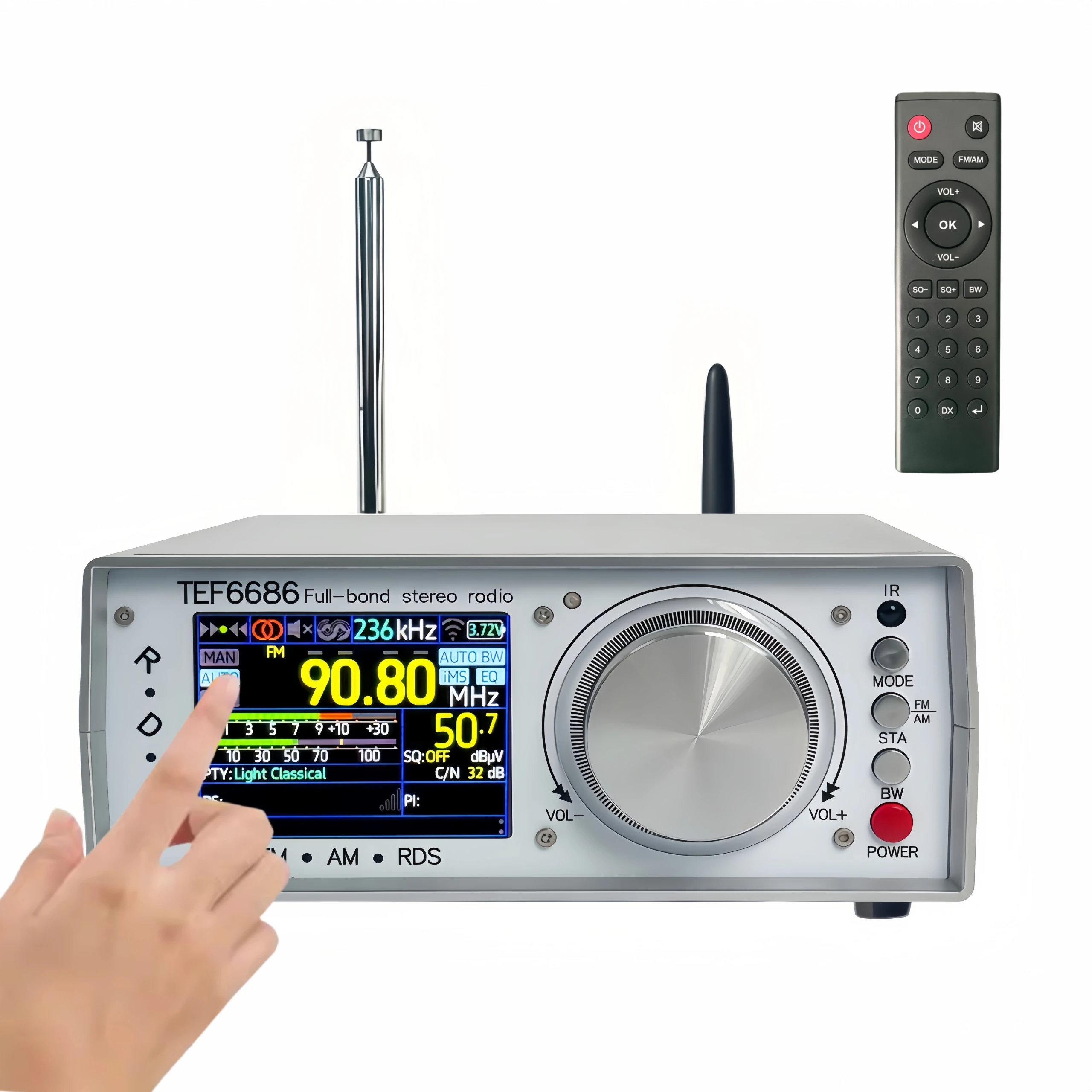 

Radio Receiver | High-Sensitivity FM/AM Stereo Desktop Radio | Built-in Bluetooth & IR Remote Control Transmission