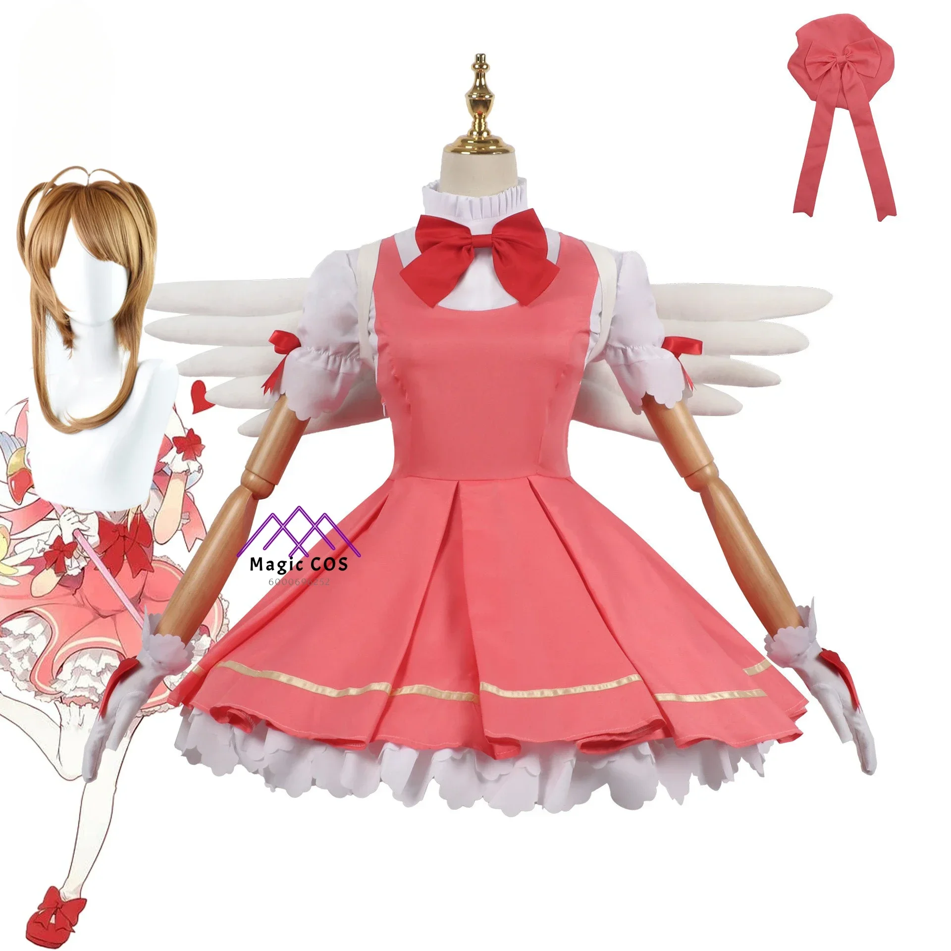 

Anime Girls Pink Carcaptor Sakura Princess Dress Cosplay Costume Lolita Dress Wig for Kid Card Combat Uniform Budget-Friendly