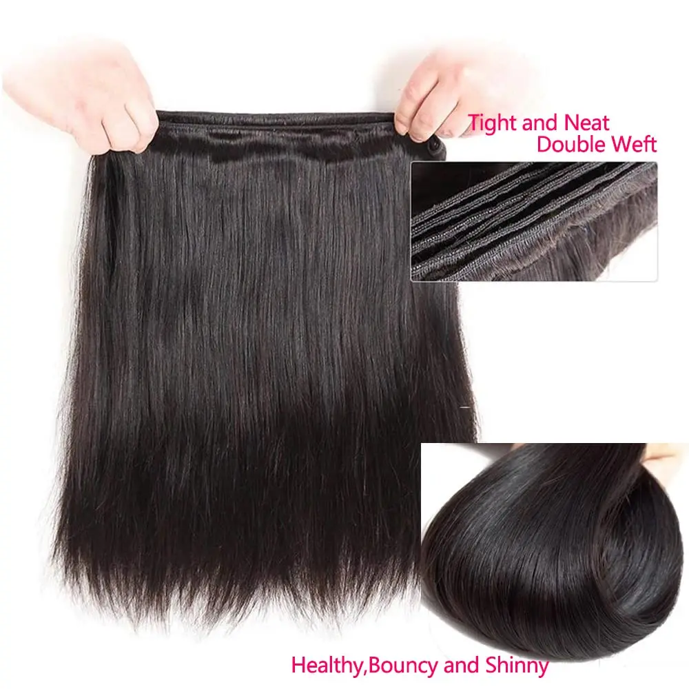 Straight Bundles Human Hair (22 24 26 Inch) 100% Unprocessed 10A Brazilian Human Hair Bundles