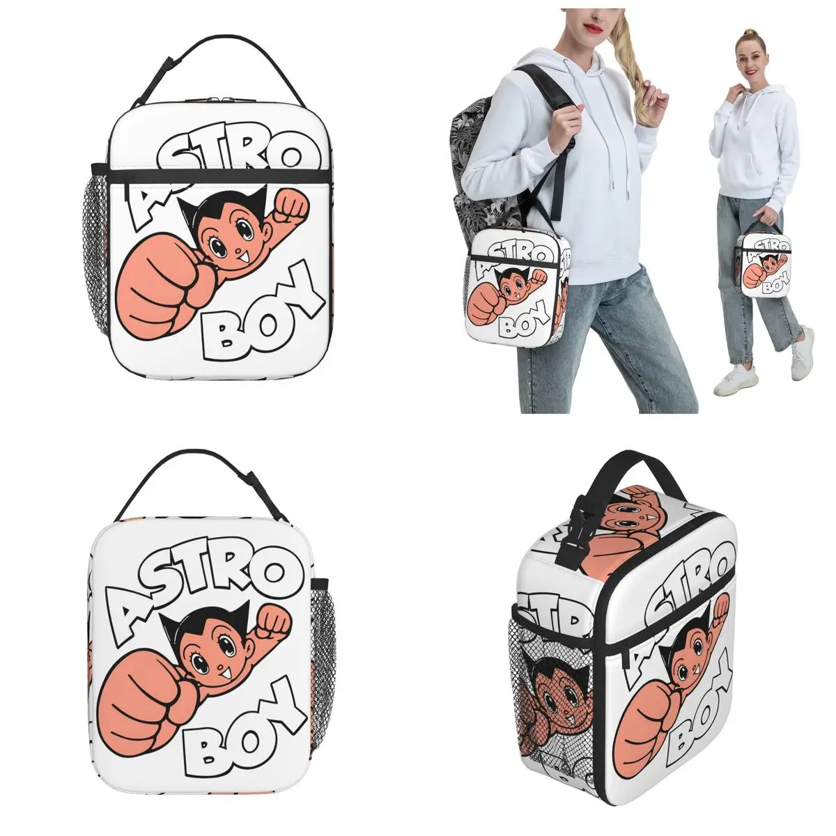 Funny Astro Boy Cartoon Insulated Lunch Bag Atom Food Container Portable Thermal Cooler Lunch Box For Travel