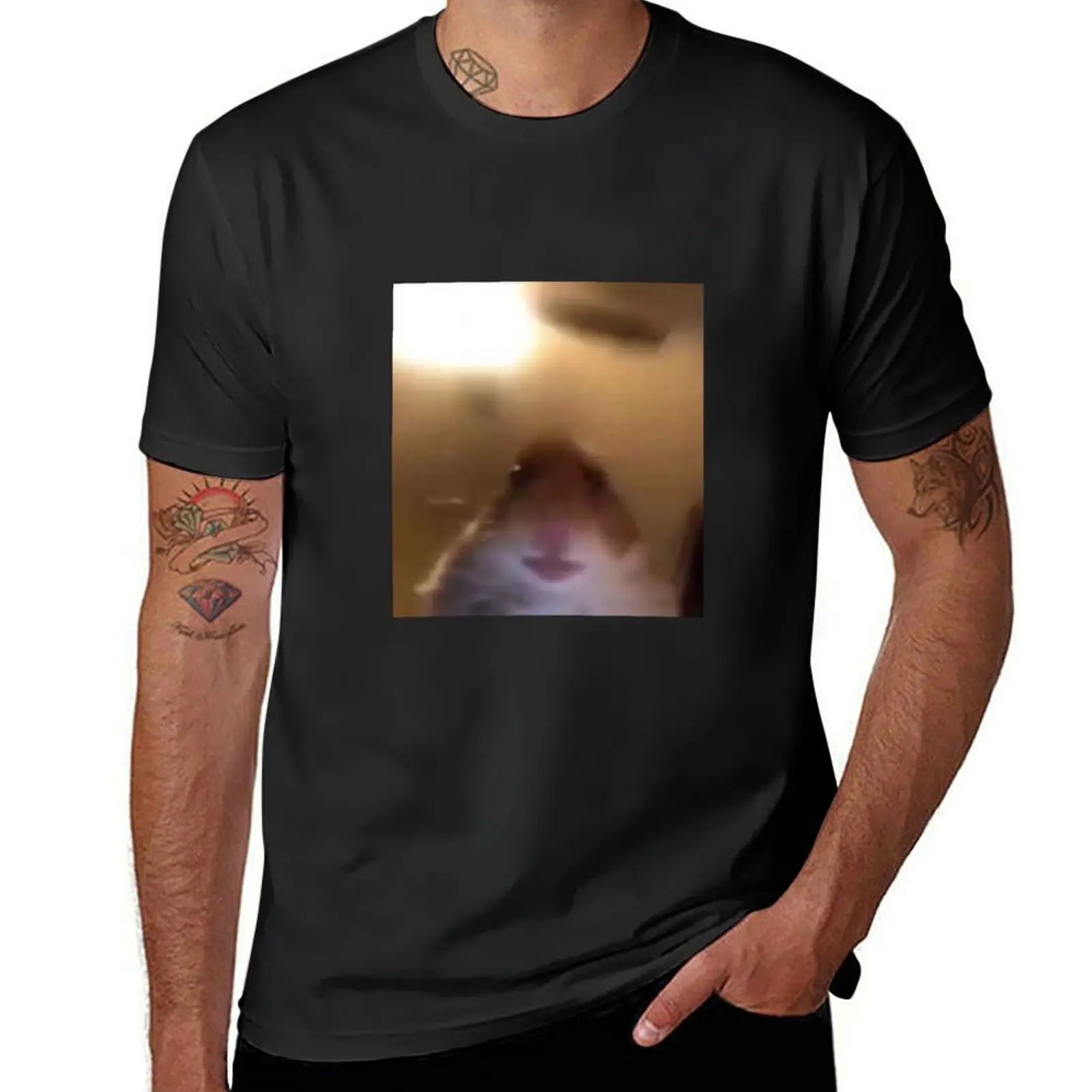 Staring Hamster T-Shirt customizeds korean fashion black t-shirts for men