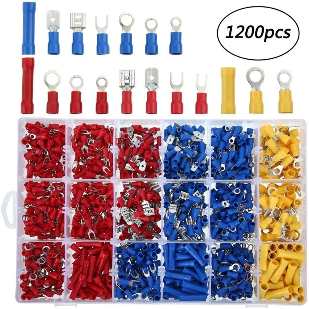 Geïsoleerde kabelconnector Elektrische draad Crimp Spade Butt Ring Vork Set Ring Elektrische krimpschoenen Gerolde terminals Diverse kit