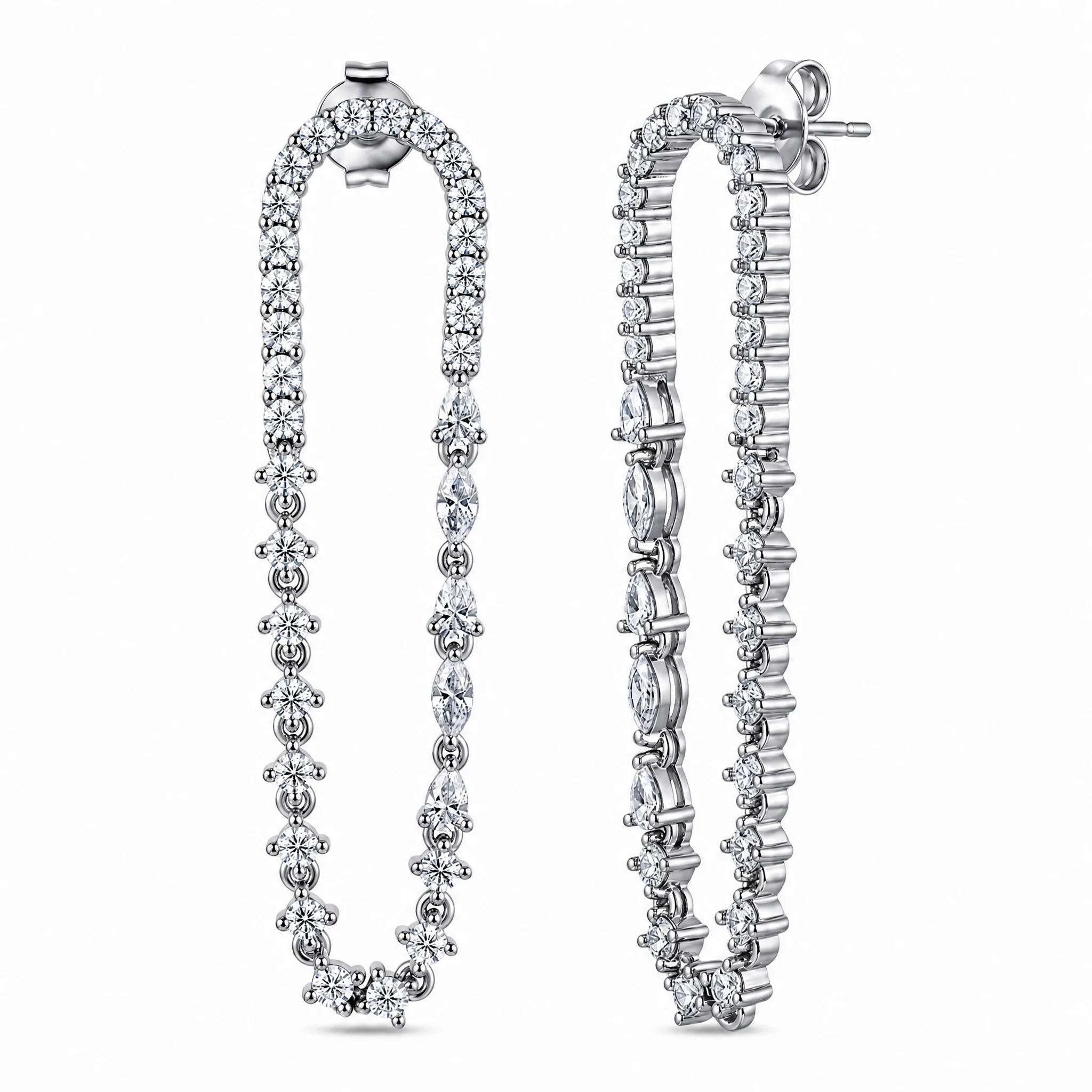 Moonmory Einzigartiges Design Lange 5A Birnen-, Marquise- und Runde Kubische Zirkonia Hängeohrringe für Damen Luxusmarken Messing 44mm Ohrringe – Detail 10