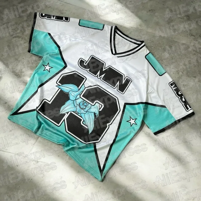 

2026 Summer Fashion Jersey Printed T-shirt Short Sleeve Breathable Casual Moto Style for Men And Women Large Size Available Top