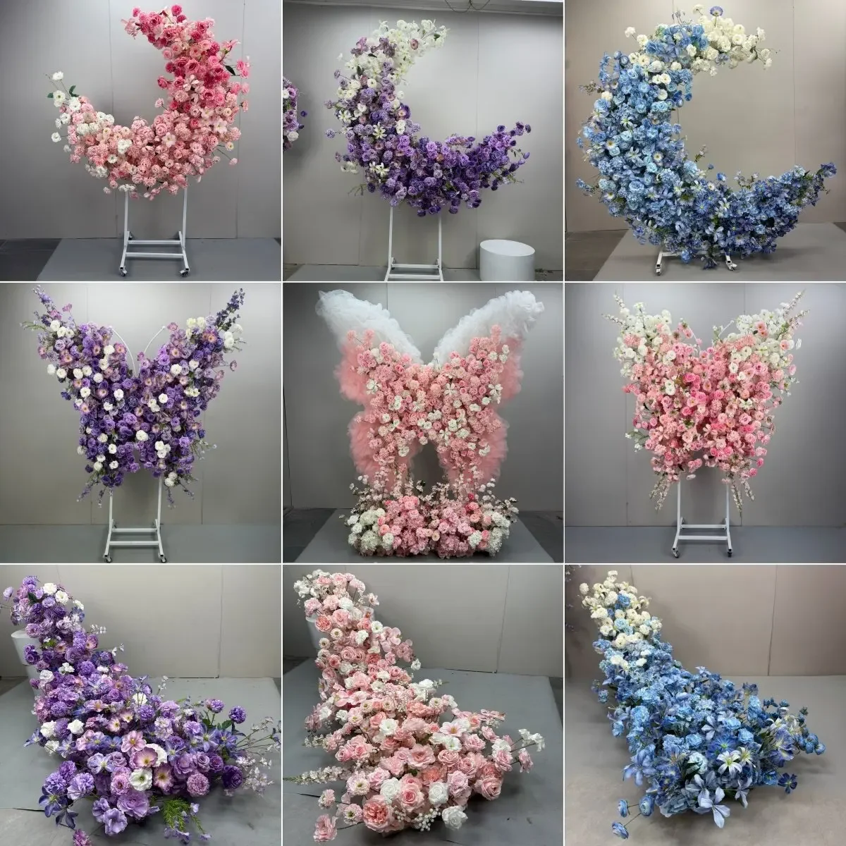 Butterfly Moon Simulation Flower Universal Wheel Birthday Party Arrangement Hotel Private Room Waterfall Flower Arrangement Set