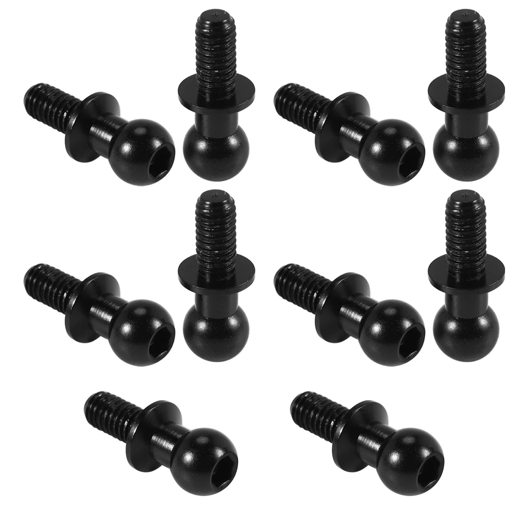 A44T10Pcs M3 مسامير رأس كروية معدنية سداسية لـ Tamiya TT01 TT02 Sakura D5 1/10 RC Drift قطع غيار السيارات العالمية، أسود