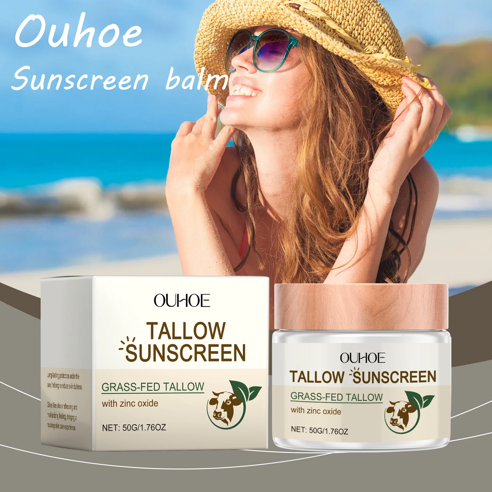 

Ouhoe Moisturizing Sunscreen Tallow Balm Prevent UV Refreshing Non-greasy Reduce Dryness Promote Skin Health Sunscreen Cream