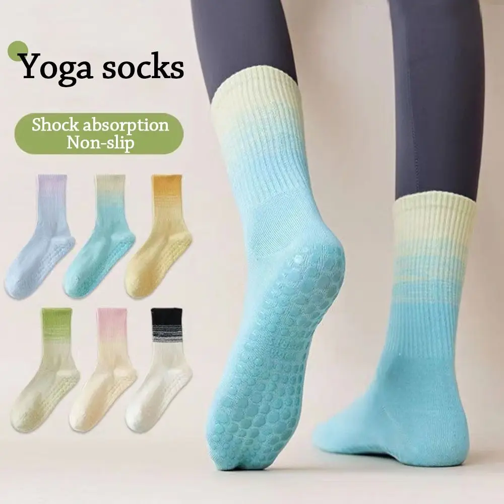 

Casual Cotton Pilates Socks Breathable Elastic Sport Socks Gradient Color Non-Slip Yoga Socks