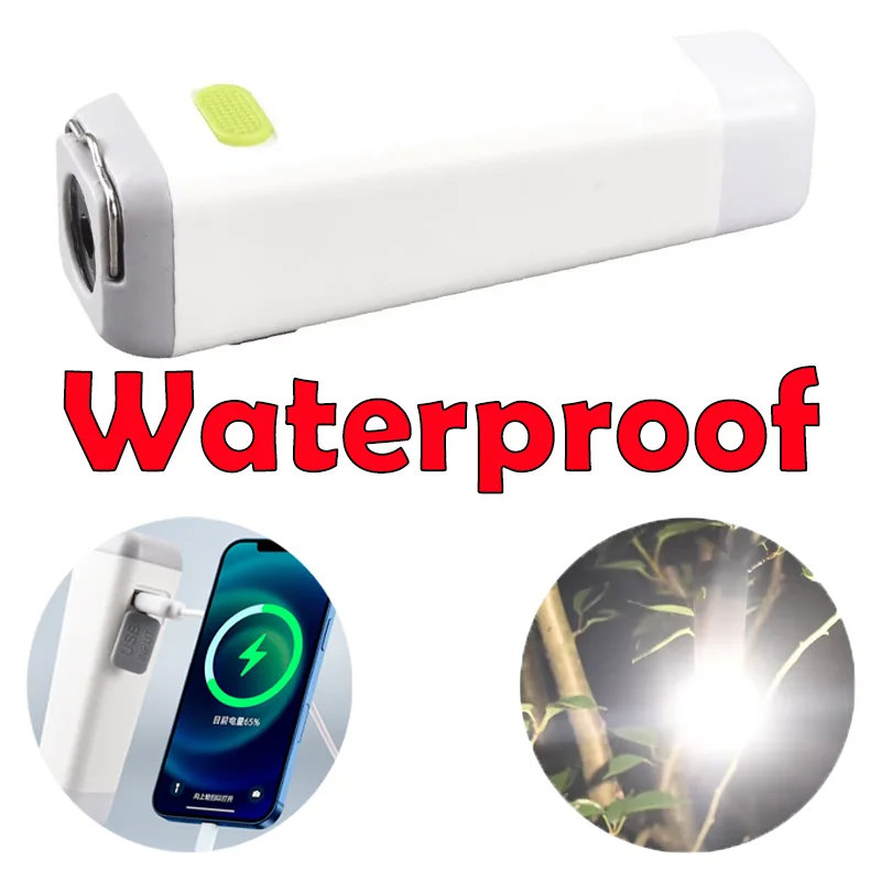 

Mini Torch 2 In 1 USB Rechargeable High Light LED Flashlight Power Bank Waterproof Ultra Bright Torch Powerful Lamps Flashlight