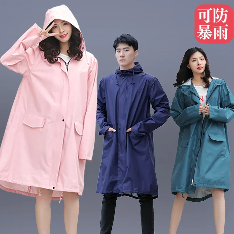 Long Raincoat Women Men Ladies Raingear Breathable Portable Water-Repellent  Rain Poncho Coat Jacket Big Size