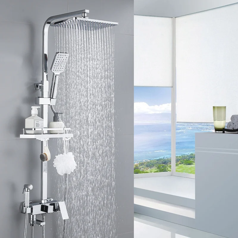 #￥Factory Direct Brass Faucet Grifo Para Ducha Shower Faucet Set Chuveiro Bath Ducha Rain Shower Set