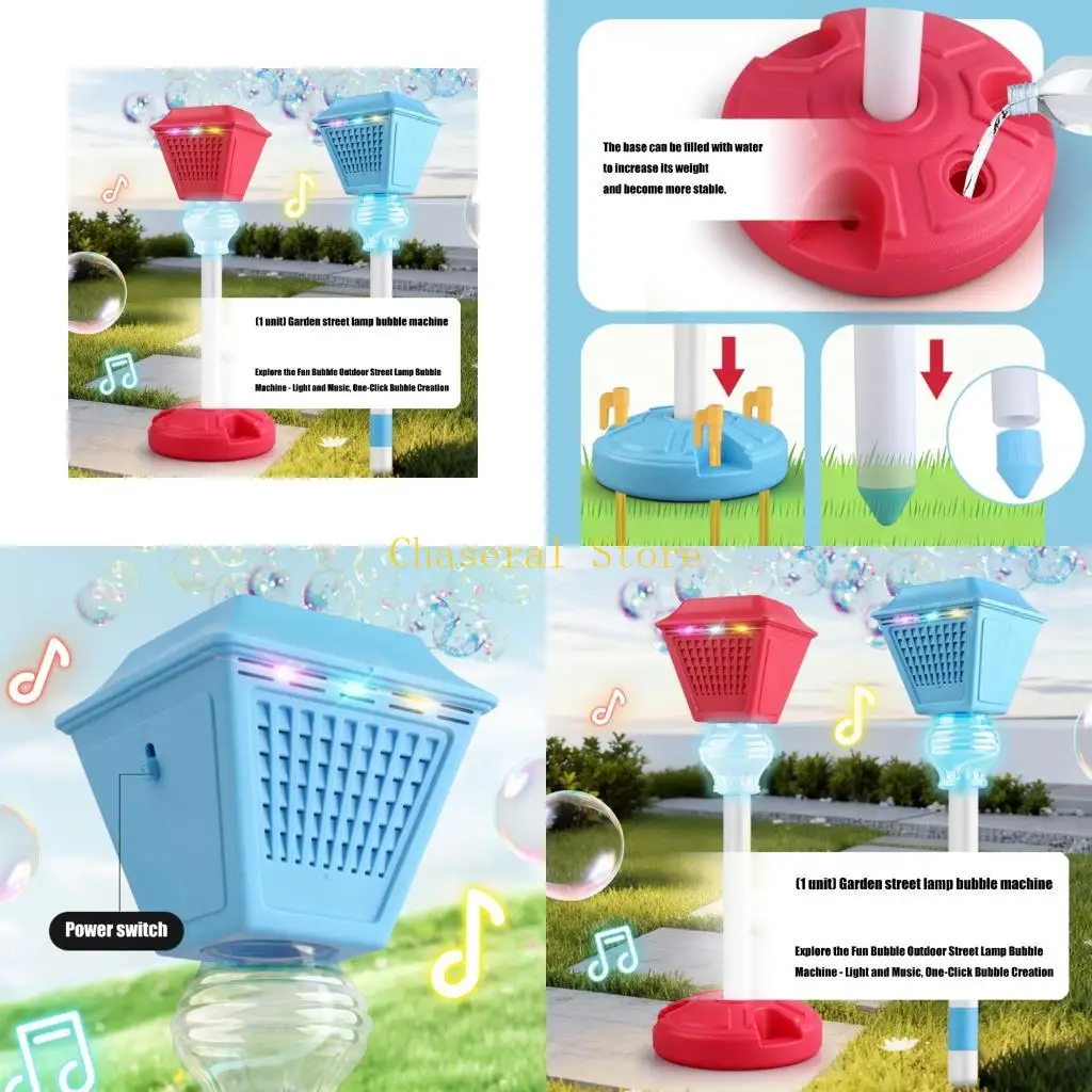 

E7CE Children Automatic Bubble Toy With Light And Sound Electric Bubbling Garden