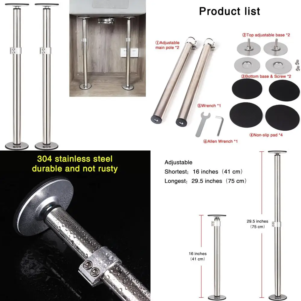 

Stainless Steel Undermount Sink Brackets Adjustable Support Legs Kit for Kitchen Sink Installation and Repair