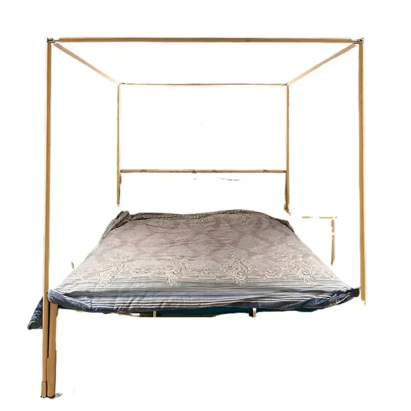 

solid wood mosquito net frame, strong and durable log whole rod bold European court bed mantle cloth mantle hemp gauze net