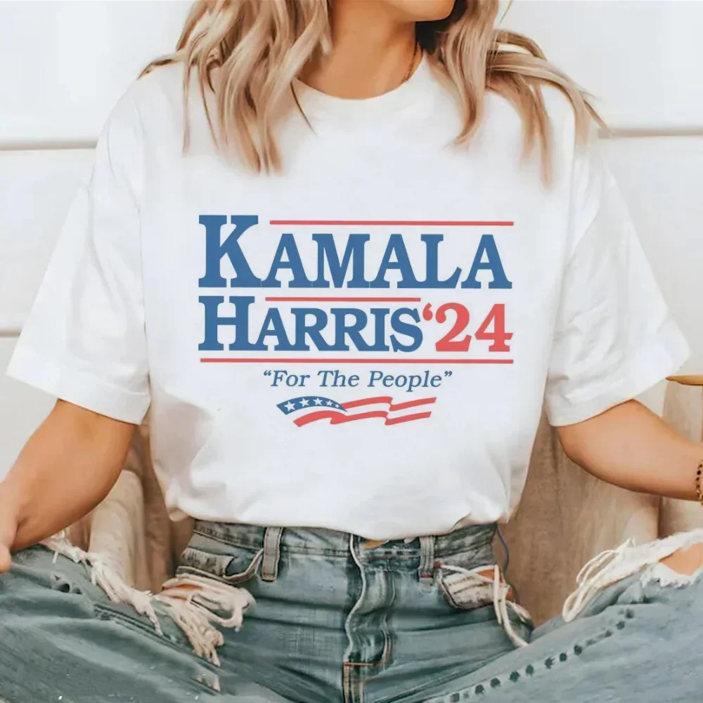 Kamala Harris President 2024 for The People Pattern Women's Cartoon Short Sleeve Printed Top Casual Clothes Women's T-Shirt