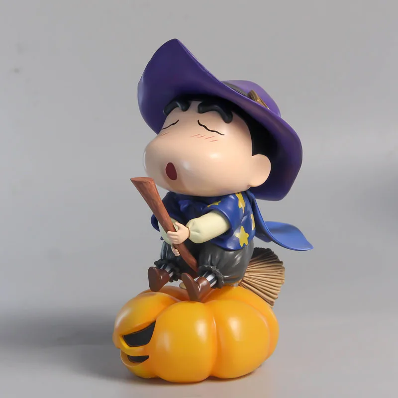 Crayon Shin Chan Anime Figure, Abóbora, Halloween, Magia, Modelo PVC, Coleção, Ornamento, Kid Toy, Presente de Aniversário, Menina Bonita, 18cm