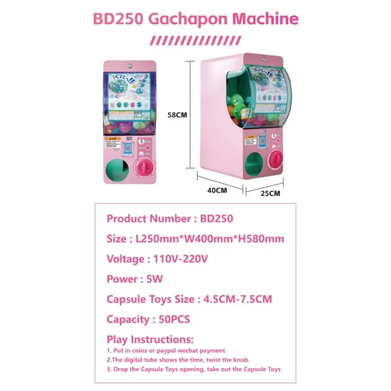 

Indoor Arcade Shopping Mall Coin Operated Machine Prize Game 45-75 MM Vending Machine