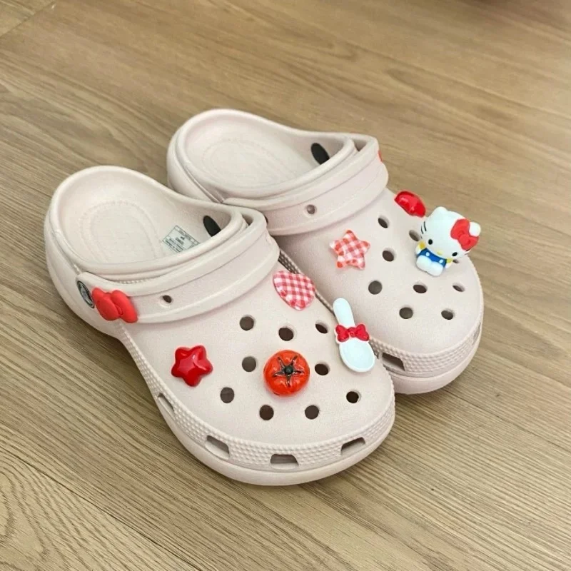 New JIBBITZ Charms Hello Kitty cartoon Set Shoe Charms Tomato spoon Accessories For Clogs Sandals Decorate Xmas Party Gifts