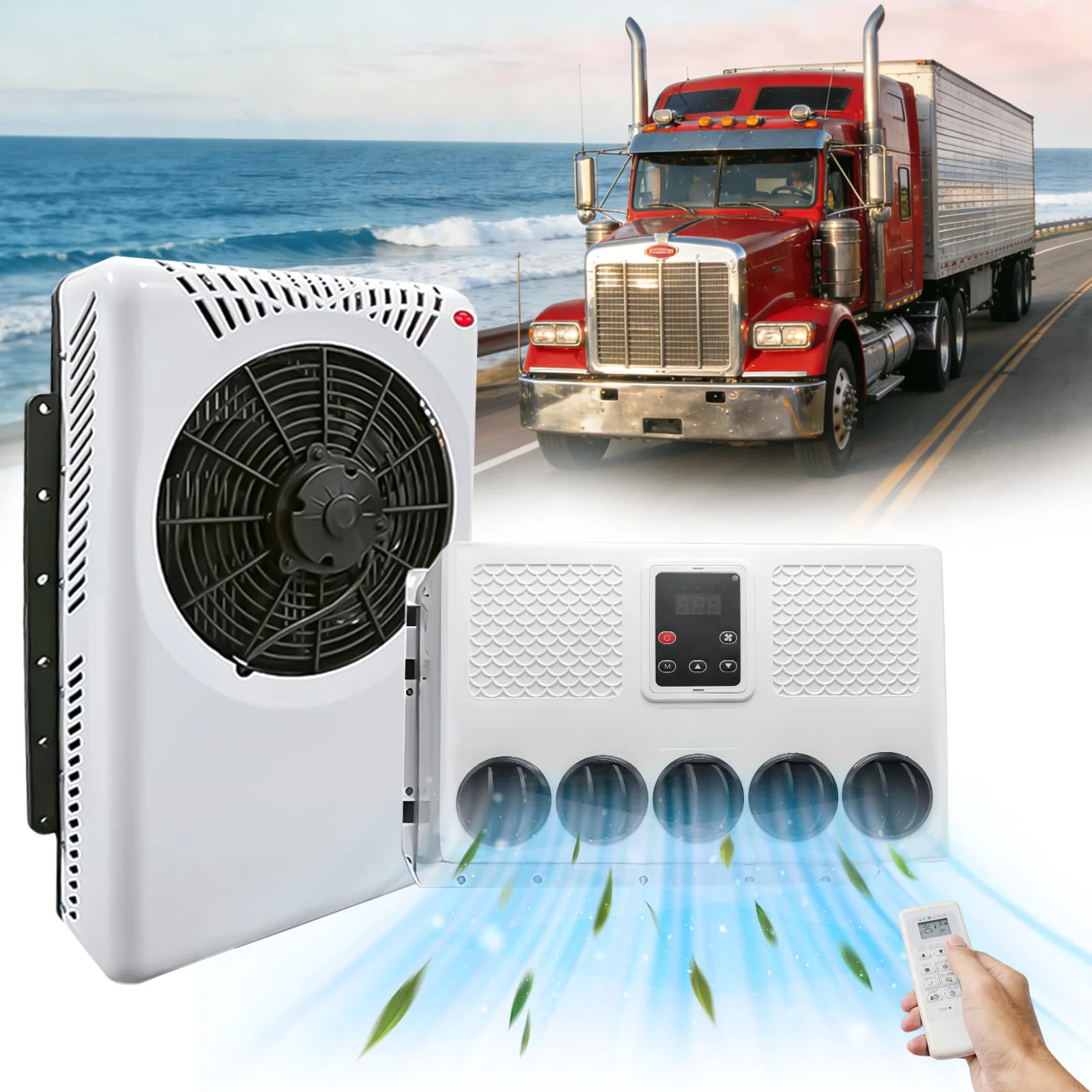 Treeligo 10500BTU Elektrische Split-Klimaanlage 12V/24V für Wohnmobile, LKWs, Traktoren, Campingbusse und Reisemobile - Standklimaanlage