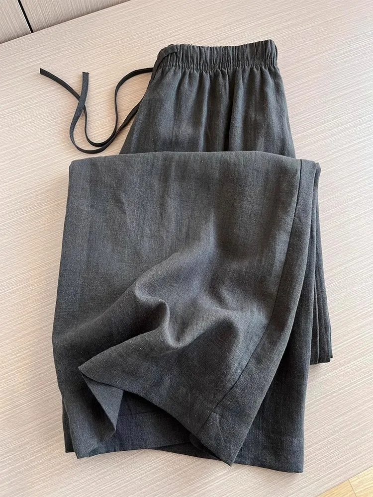 

Linen Wide-leg Pants Loose Lazy High-waisted Casual Pants Women's Summer 2025 Unique Super Good-looking Pants Straight