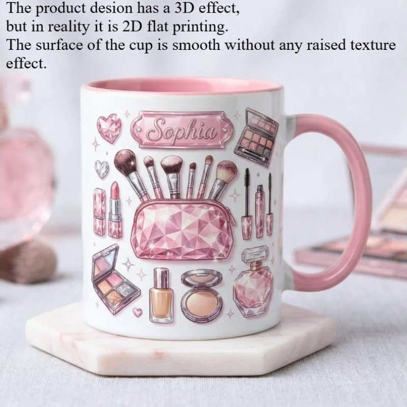 Custom 2D Print Makeup Theme Mug Cosmetic Lover Coffee Cup Makeup Artist Gift Mother Day Gift for Her