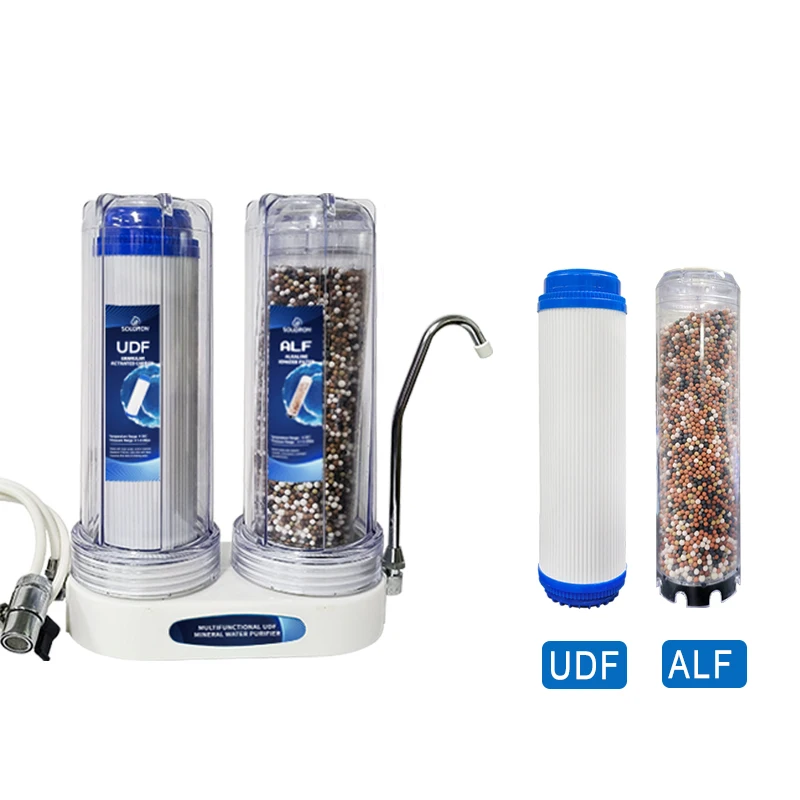 수조 가정용 2 단계 정수 필터 다기능 UDF 미네랄 정수기 이중 정수 필터 시스템