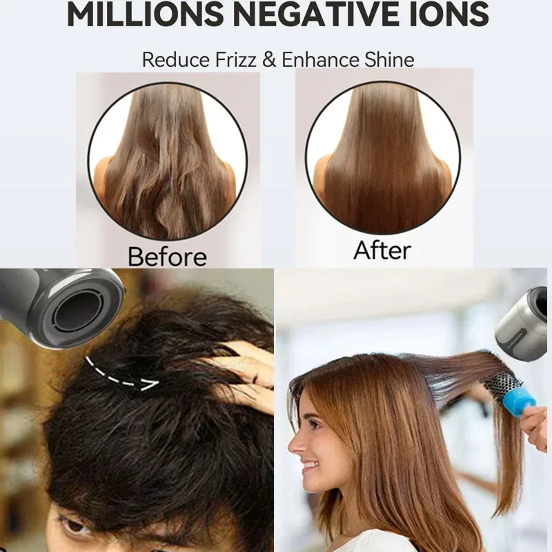 Elektrischer Hochgeschwindigkeits-Haartrockner mit 1100 U/min, professioneller blattloser Negativ-Ionen-Haartrockner, geeignet für den Heim- und Salongebrauch