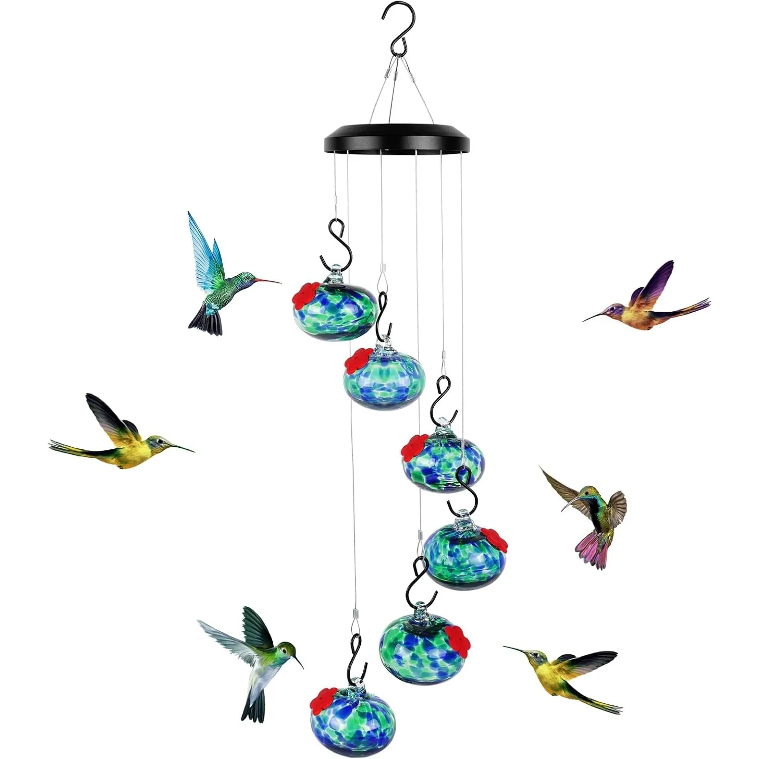 

Charming Wind Chimes Hummingbird feeders for Outdoors Hanging ant and bee Proof,Never Leak,Perfect Garden Decor for Outside
