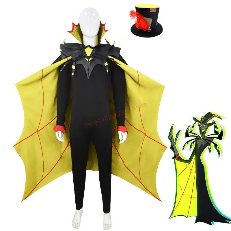 

Hazbin Zestial Cosplay Costume Hell Hotel Sinner Lord Bodysuit And Hat Cloak Halloween Carnival Party Zestial Anime Clothing