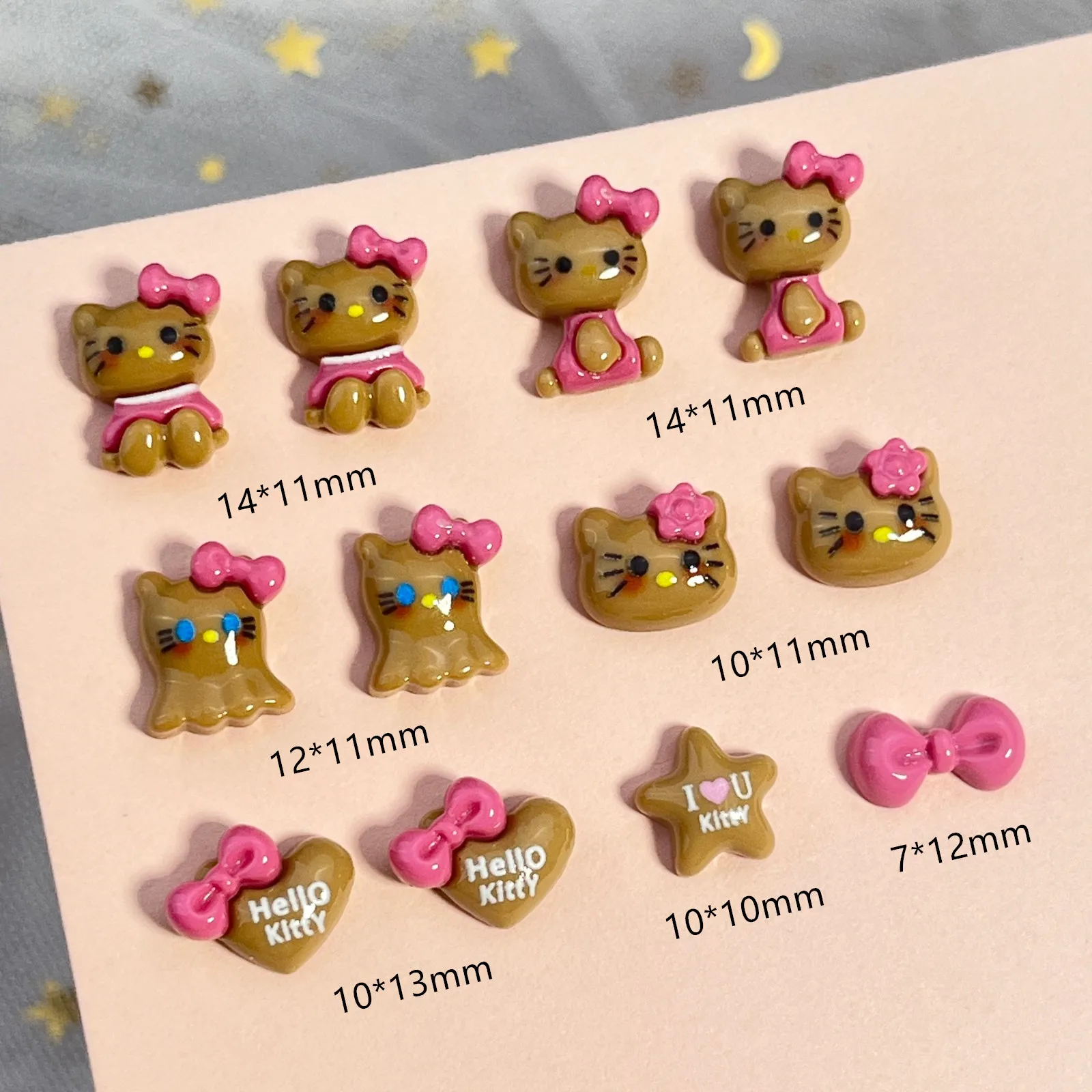 20Pcs Adorable Cartoon Cat Nail Charms for Your Manicure Katie Cat Nail Decorations in Coffee Brown