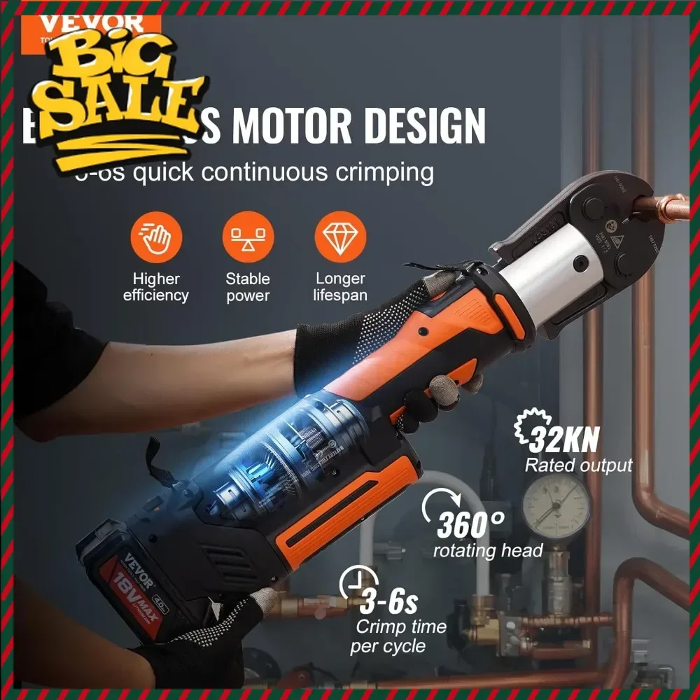 

Горячая распродажа: Набор электрических пресс-клещей ProPress 18В для обжима медных труб диаметром от 1/2 до 2 дюймов