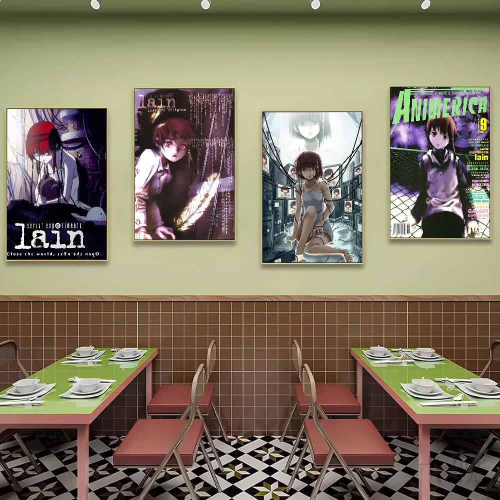 Serial Experiments Lain Anime  Movie Sticky Posters Vintage Room Home Bar Cafe Decor Vintage Decorative Painting