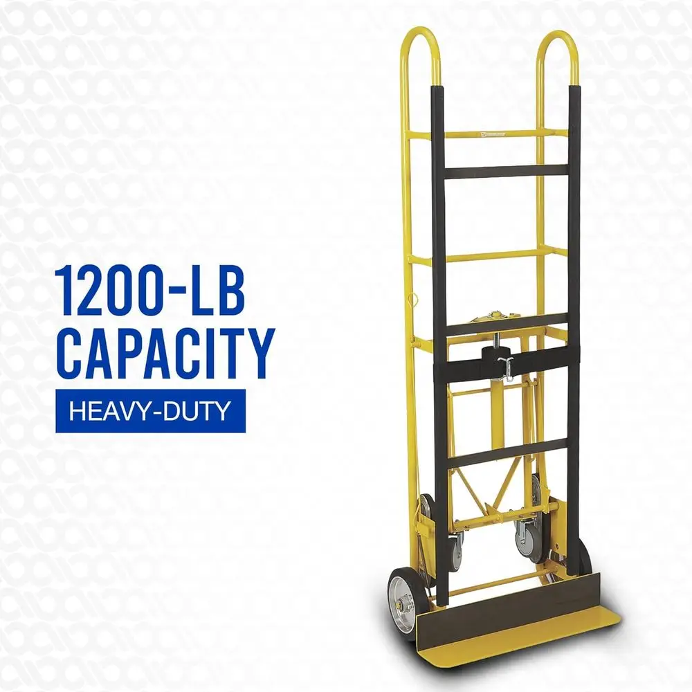 1200 lb Capacity Heavy-Duty Dolly, 2/4-Wheel Adjustable, 8 Rubber Wheels, Ratchet Belt & Stair Climbing Capabilities