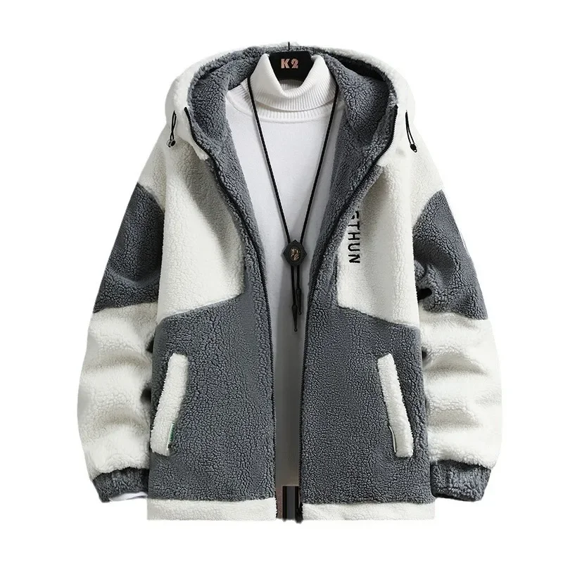 Men's Outdoor Casual Hooded Jacket Men's Autumn and Winter Fashionable Warm and Cold Resistant Full Zipper Loose Jacket Jacket