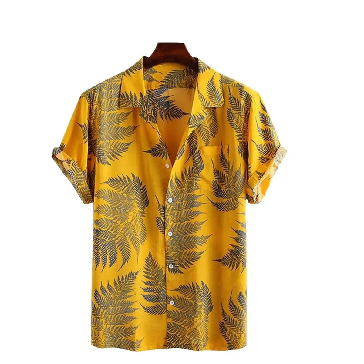 

2026 New Hawaiian Tropical Floral Men's Shirt, Summer Casual Short-Sleeve Button-Up Shirt, Loose Fit, Vacation Beachwear