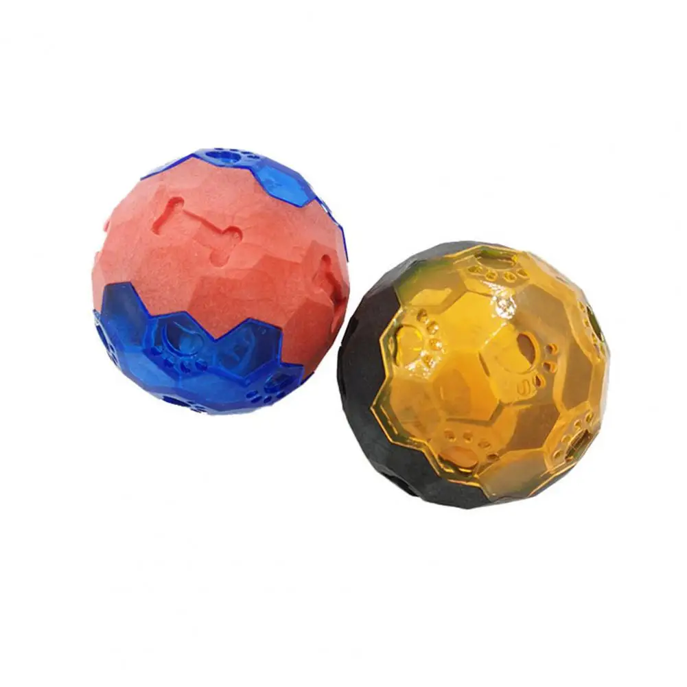 7.5cm Pet Toy Toughness Bite-resistant Dog Ball Toy Teeth Cleaning Dog Chew Toy LED Glowing Elastic Squeaker Ball Pet Supplies