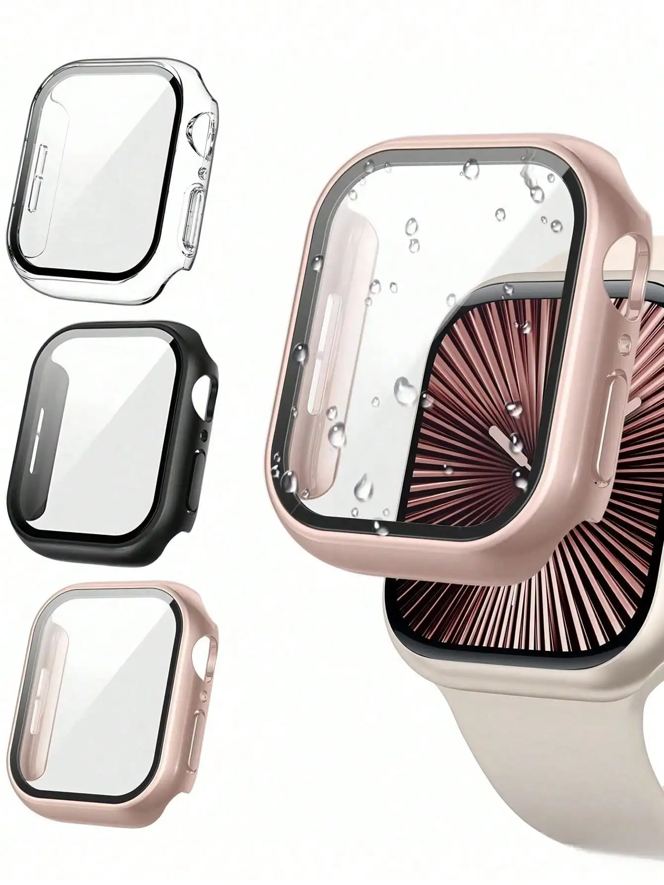 

Набор из 3 ультратонких прозрачных защитных стекол и чехлов-бамперов из поликарбоната для смарт-часов 40-49 мм