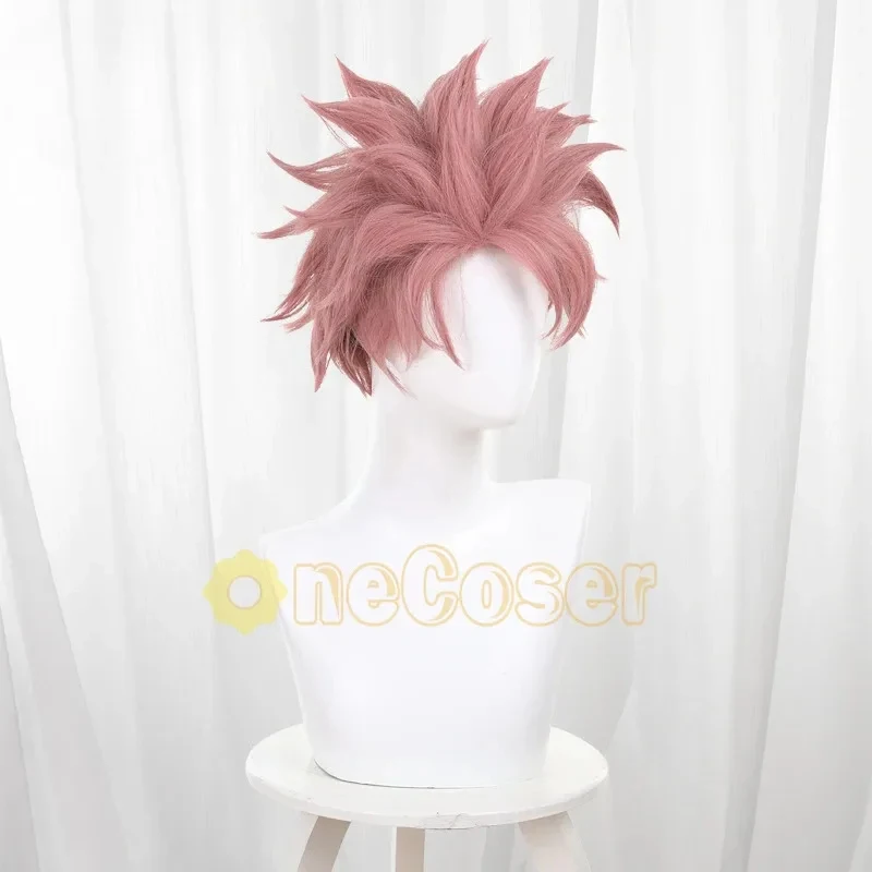 TYV55 Natsu Dragneel Cosplay Anime 100 Years Quest Pegatina de Tatuaje Mago Fairy Tail Guild Cabello Corto Rojo + Gorro de Peluca
