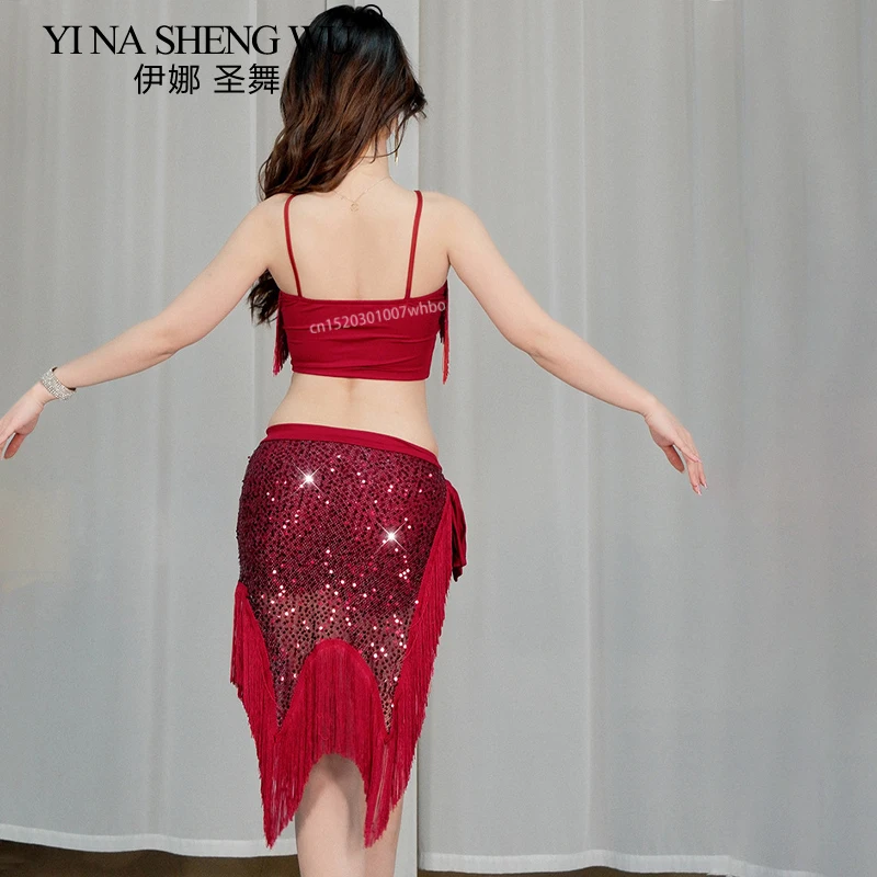 Belly Dance ผ้าพันคอสะโพกฤดูใบไม้ผลิฤดูร้อนเต้นรํา TOP พู่สะโพกผ้าเช็ดตัวสําหรับผู้หญิง Oriental เต้นรําเต้นรํา