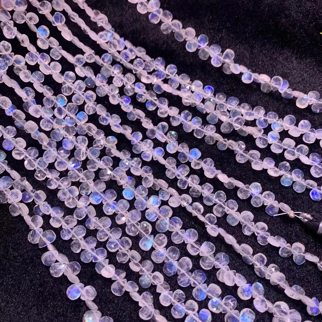 Natural Blue Moonstone Water Drop Loose Beads Faceted Jewelry Making For Bracelet Necklace Reiki Healing Stone DIY Accessories