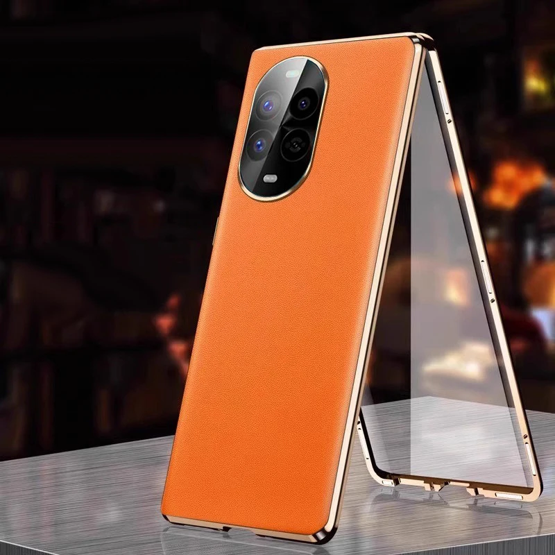 

Full Lens Protection Metal Frame Front Glass Phone Case for Huawei Nova 13 15 Max 14i 9 SE 12S 11 Pro Leather Back Cover Cases