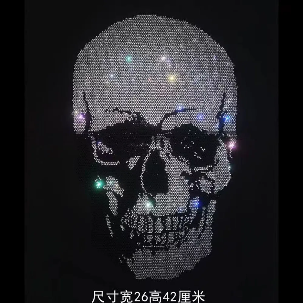 Shiny Punk Skull fashion large cloth paste hot diamond Sequin DIY clothes T-shirt decorative patch clothing accessories