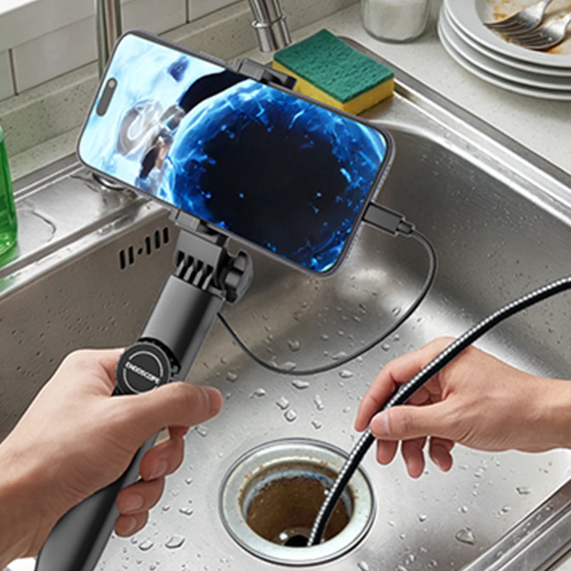 Articulating Video Borescope APP Control OTG 6.4mm IP67 Waterproof Pipe Camera Semi-Rigid Industrial Endoscope 20MP LED