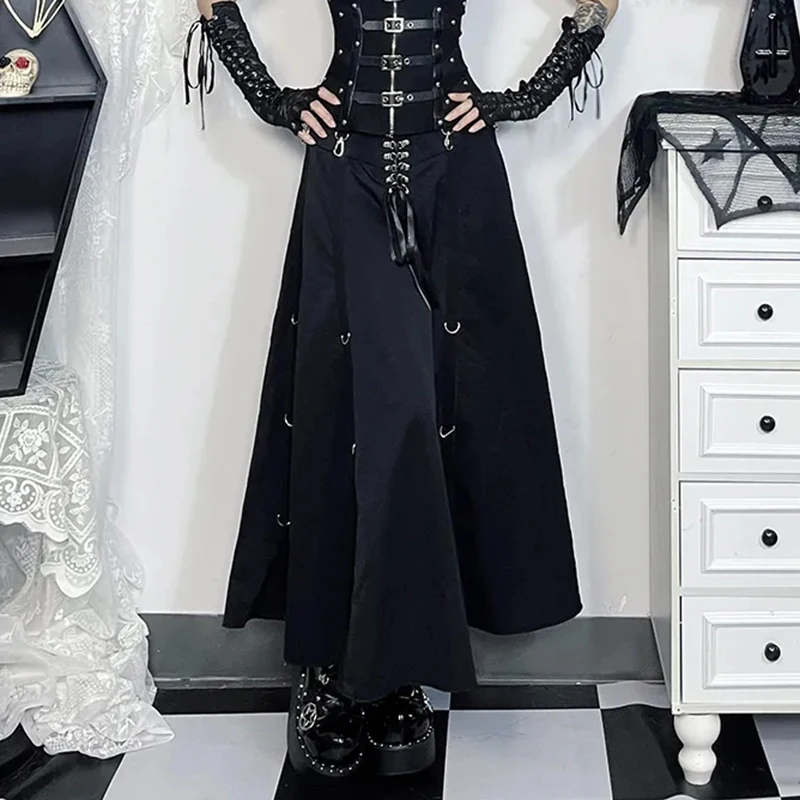 

Dark Crinkle Skirt Women Punk Subculture Harajuku Y2K Skirt Slim A Line Gothic High Waisted Cosplay Skirt Chic Vintage Vestidos