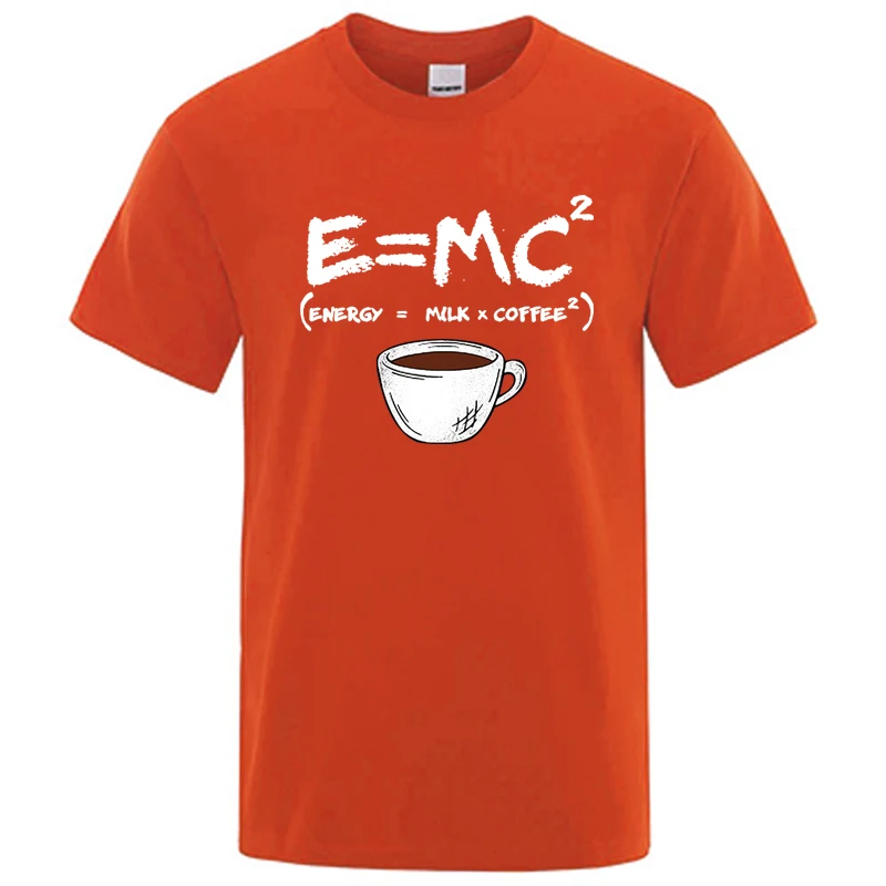Zomer Heren T-shirt 100% Katoen Casual Grappig Energie = Melk + Koffie Print Mannen Cool Losse O-hals Tops Voor mannen Korte Mouw Mannelijke Tees