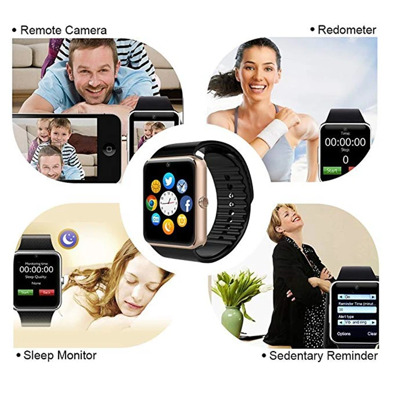 GT08 Bluetooth Smart Watch With Touch Screen Big Battery Support TF Sim Card Camera For IOS Android Phone Smartwatch PK A1 DZ09