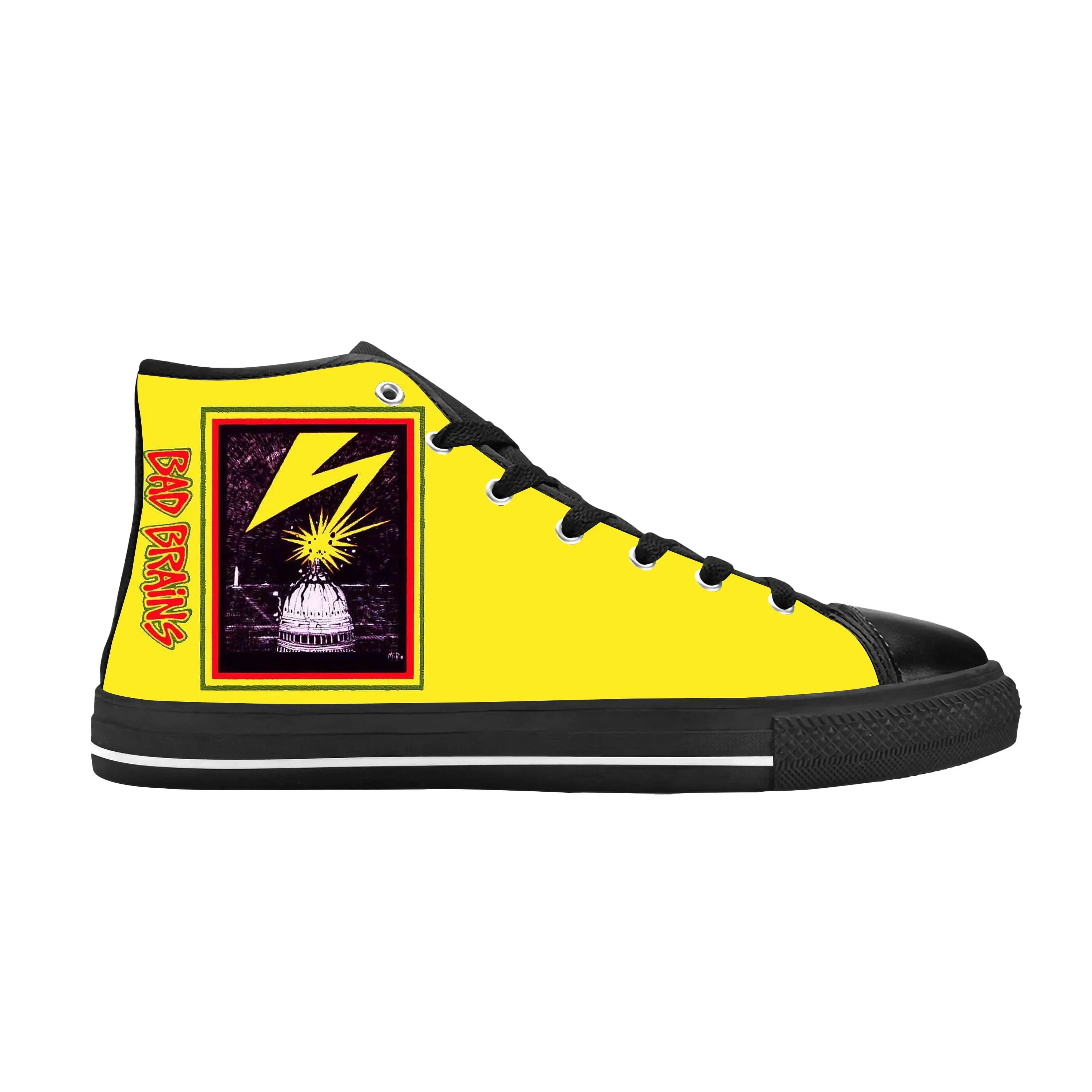 Bad Brains Punk Rock Band cantante música Cool divertido Casual zapatos de tela alta cómoda transpirable 3D estampado hombres mujeres zapatillas