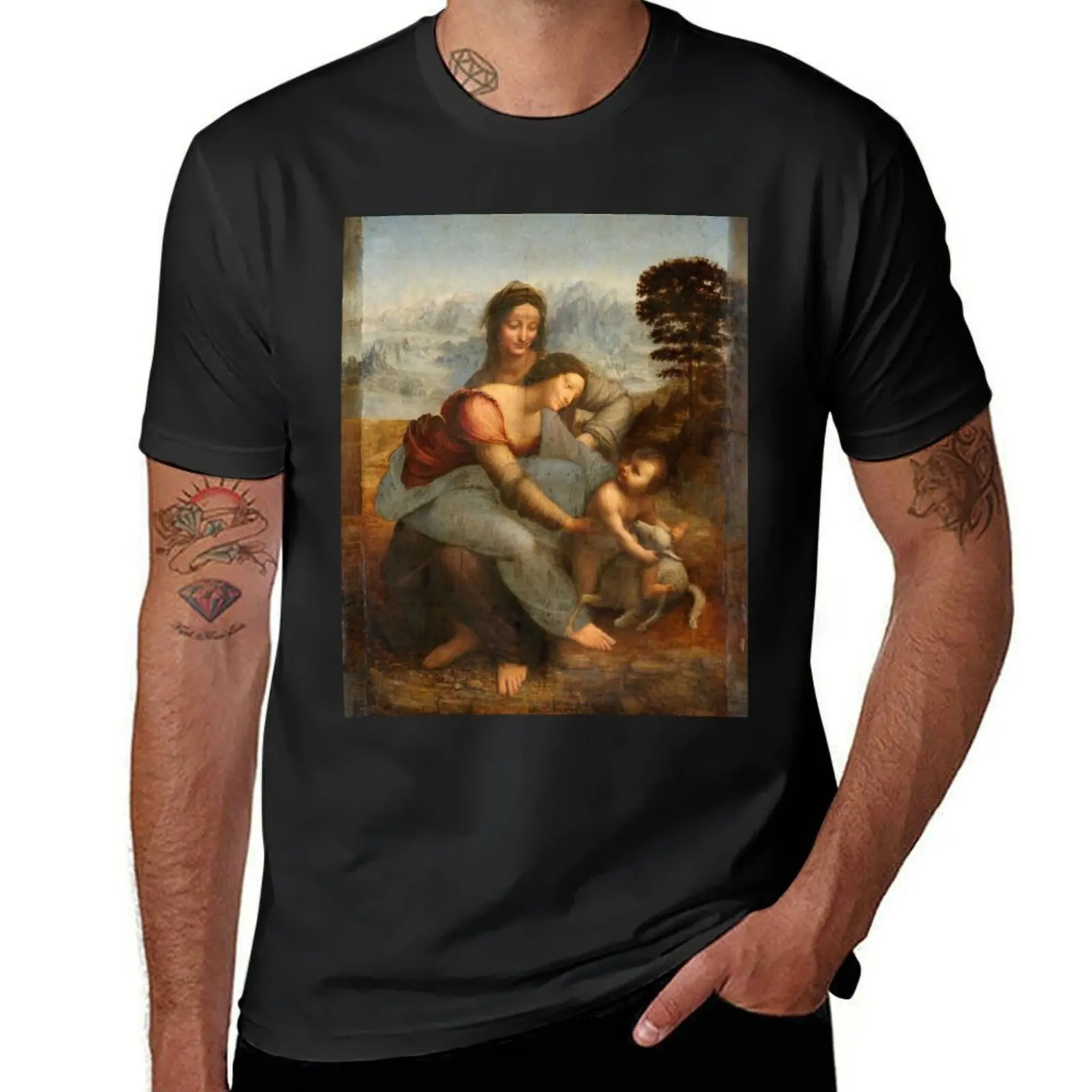 Leonardo da Vinci - The Virgin and Child with Saint Anne T-Shirt sweat aesthetic clothes summer tops summer top men clothes